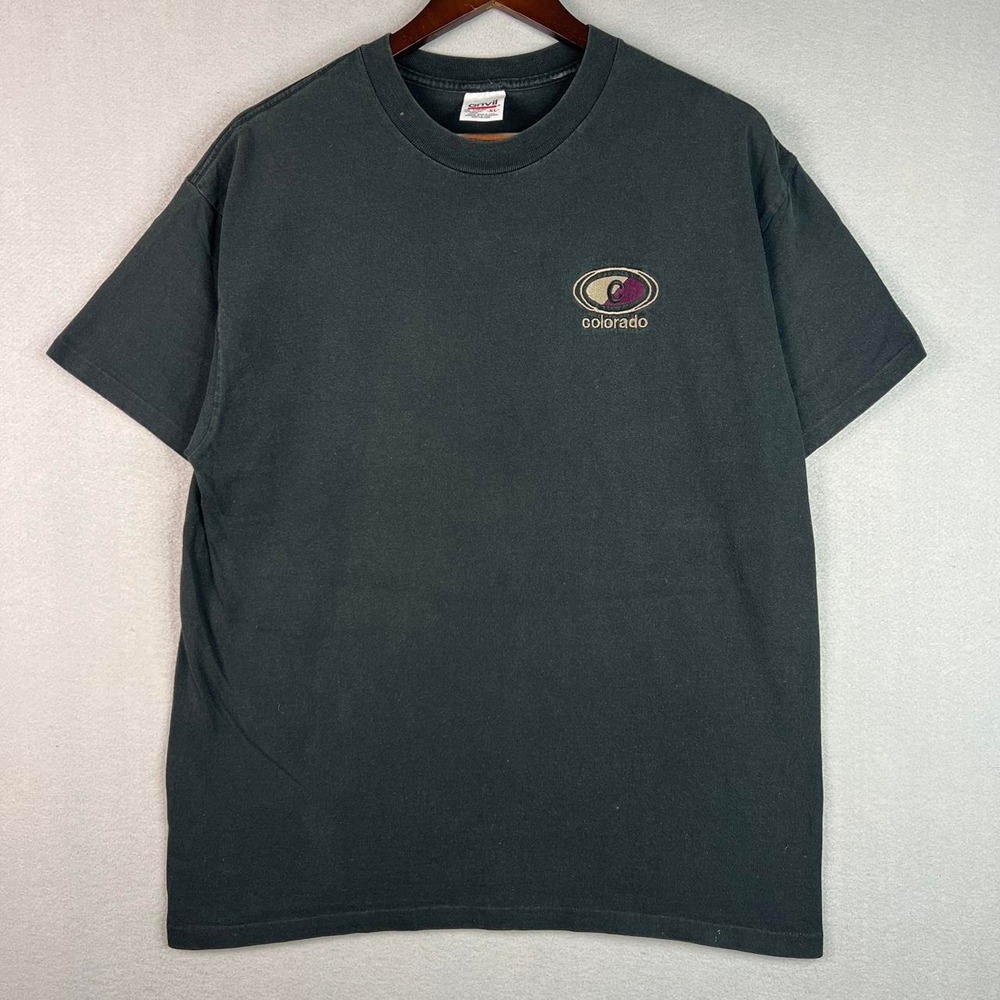 Vintage Colorado Embroidered Travel Black Tee Shirt 90s